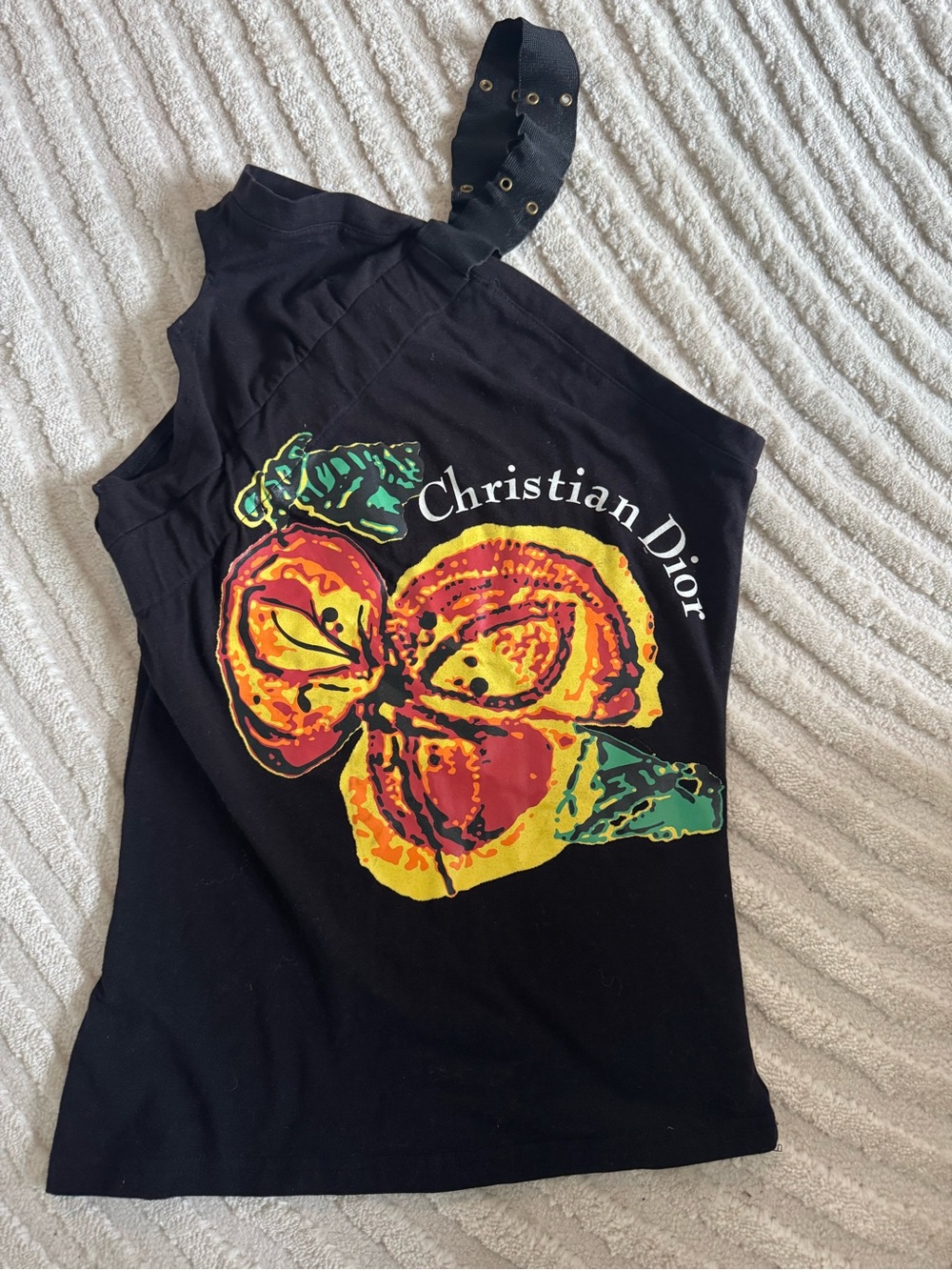 Vintage Dior Black Floral Graphic Tank Top